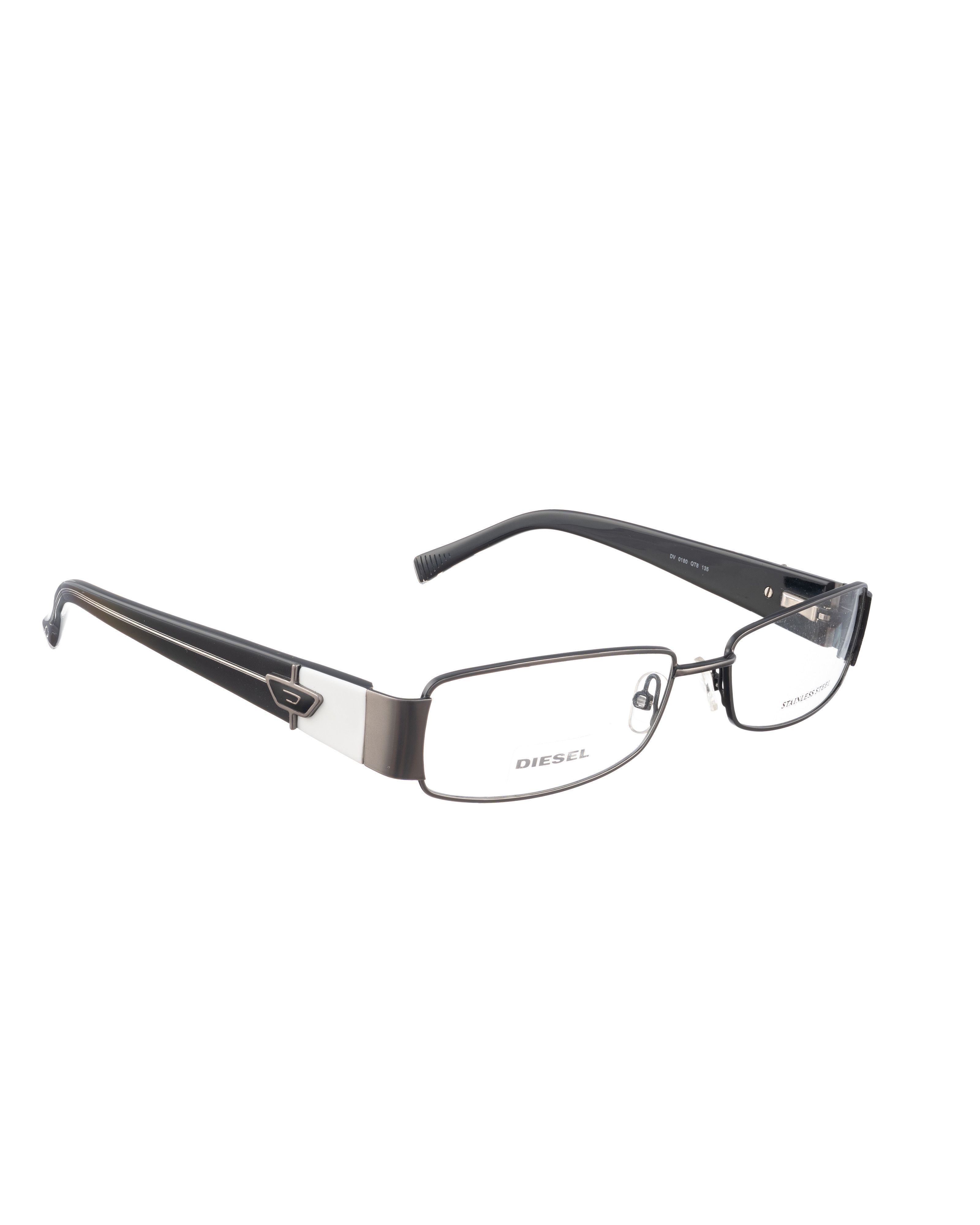 Diesel Diesel 00s Dark Graphite and White Rectangular Glasses Size ONE SIZE - 1 Thumbnail