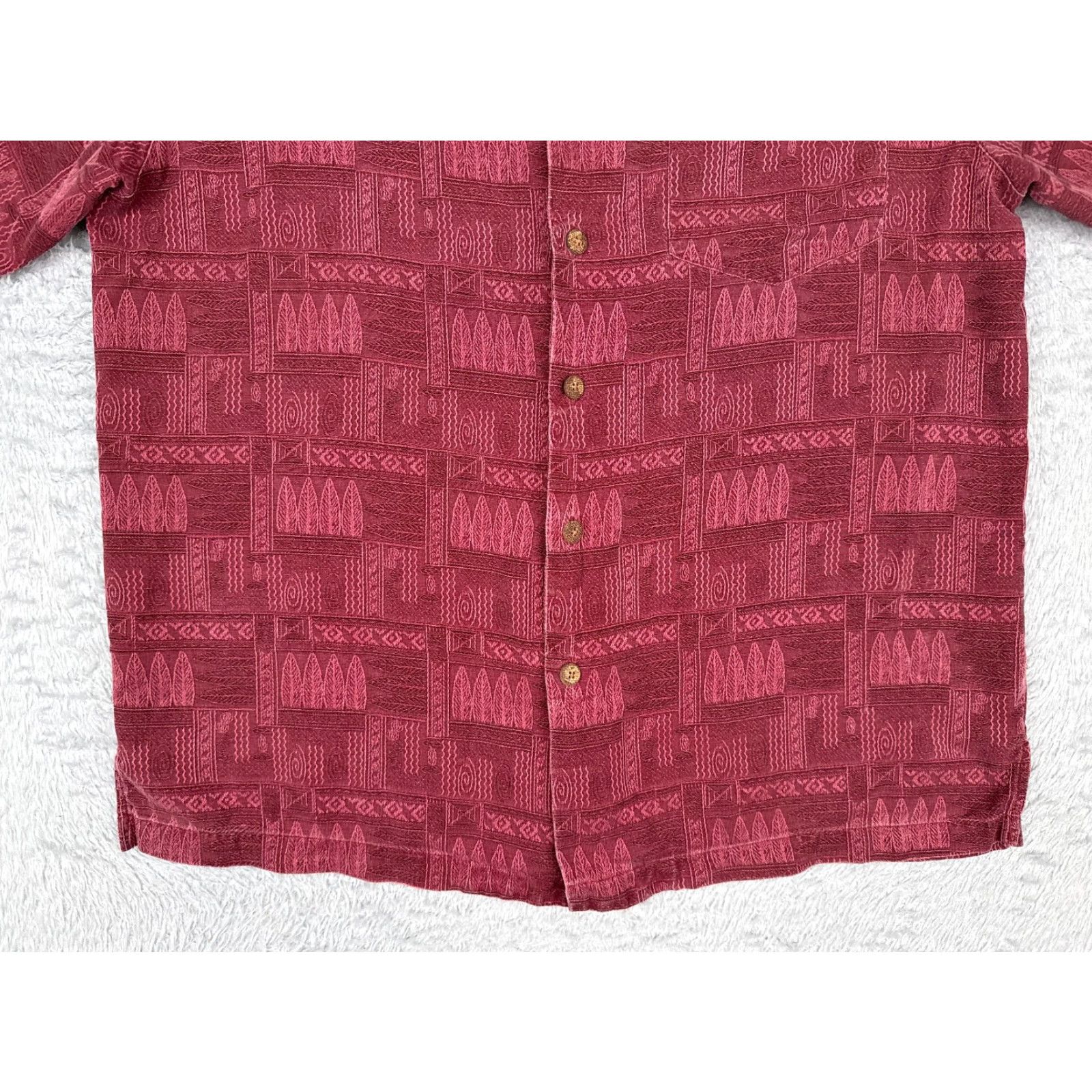 Vintage St. John's Bay Shirt Men Medium Red Surfboard Geometric Hawaiian Up 100% Silk Size US M / EU 48-50 / 2 - 5 Thumbnail