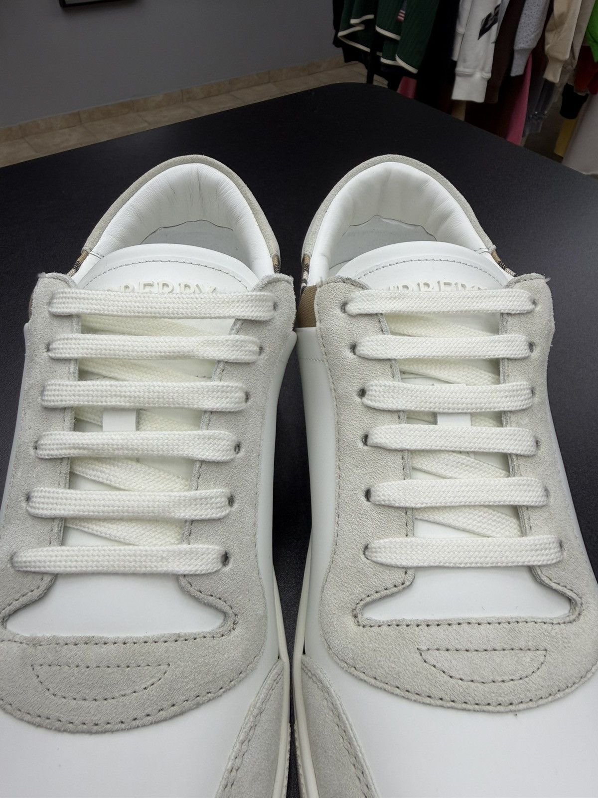 Burberry Size 12US/45EU - Burberry Leather Check Suede Low Tops Size US 12 / EU 45 - 6 Thumbnail