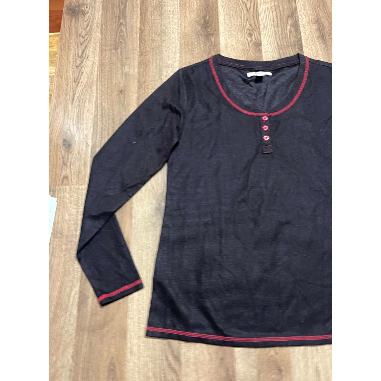 Vintage Sonoma Shirt Women's Small Black Red Long Sleeve 1/4 Button Pullover Casual Size S / US 4 / IT 40 - 3 Thumbnail