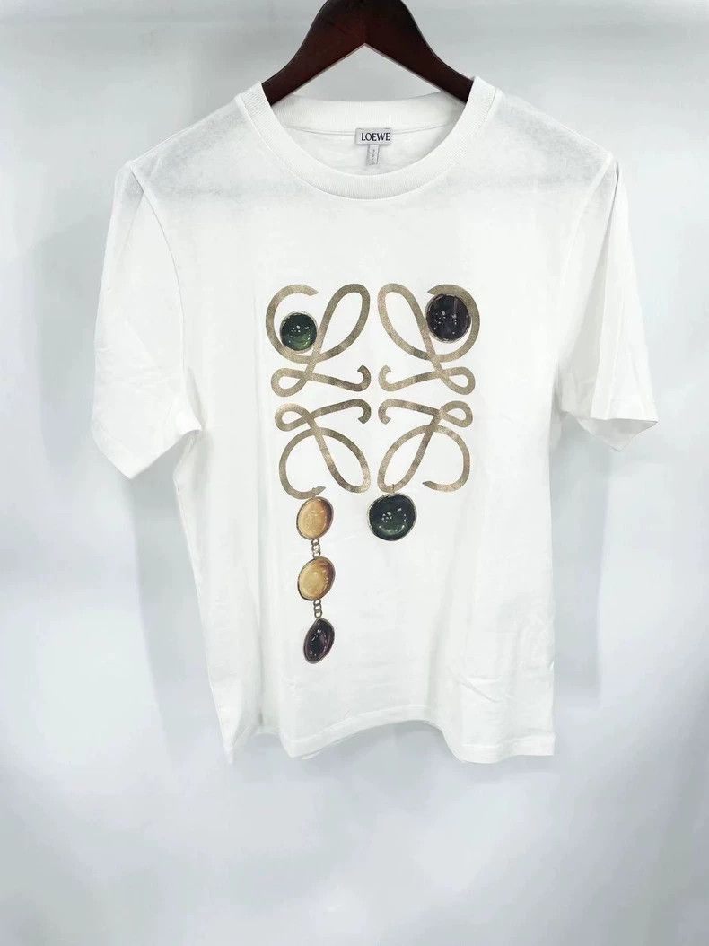 Loewe LOEWE Short sleeve T-shirt M size with gold logo and jewel Size M / US 6-8 / IT 42-44 - 1 Thumbnail