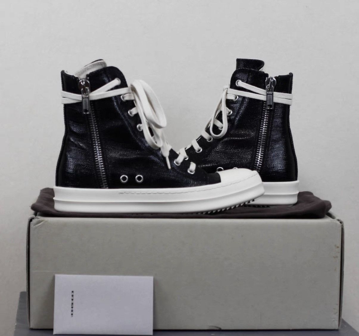 Rick Owens Rick Owens DRKSHDW New Waxed Finish High-Top Sneakers Size US 6 / IT 36 - 4 Thumbnail