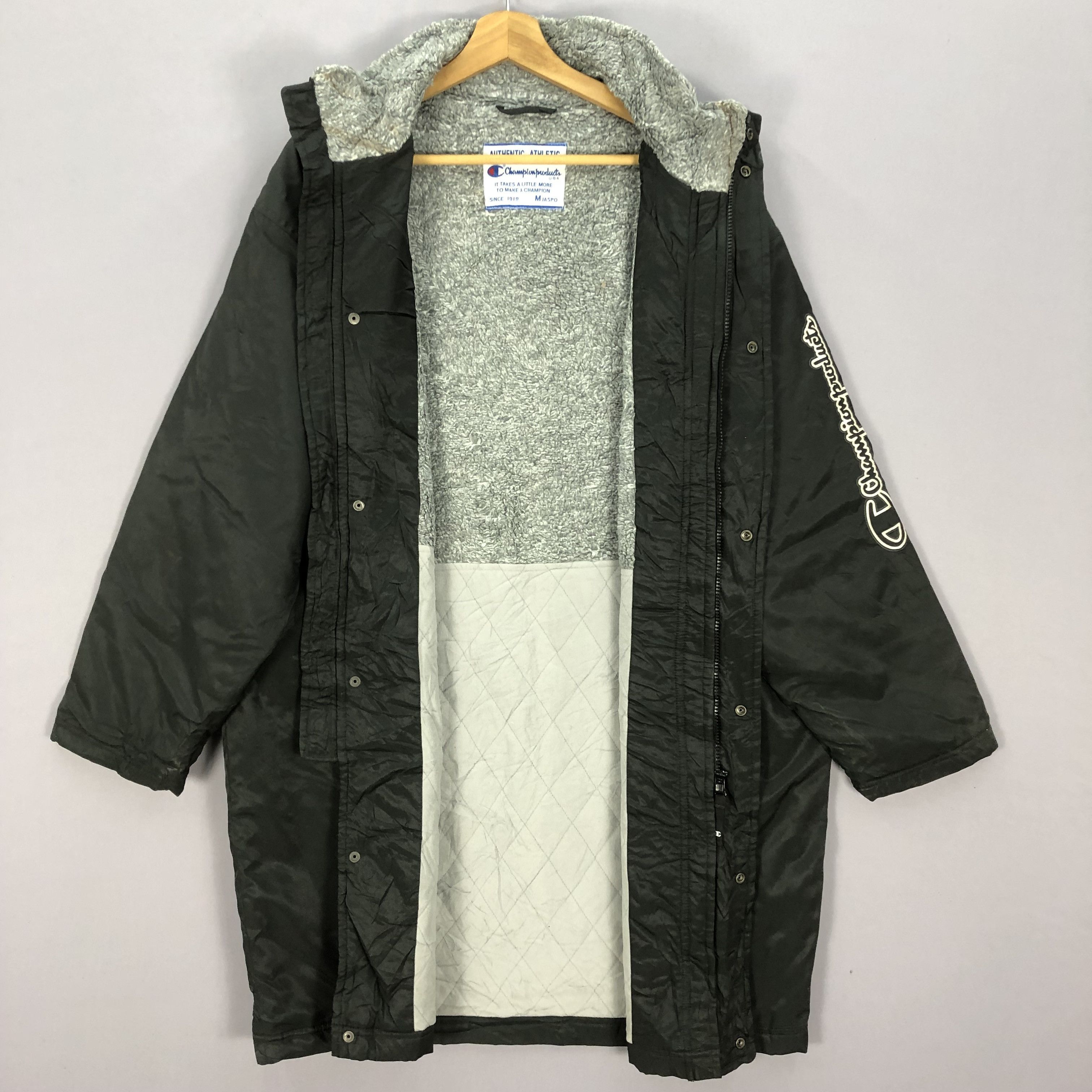 Champion × Vintage Vintage 90s Champion Long Coach Fleece Hoodie Jacket Size US M / EU 48-50 / 2 - 10 Thumbnail