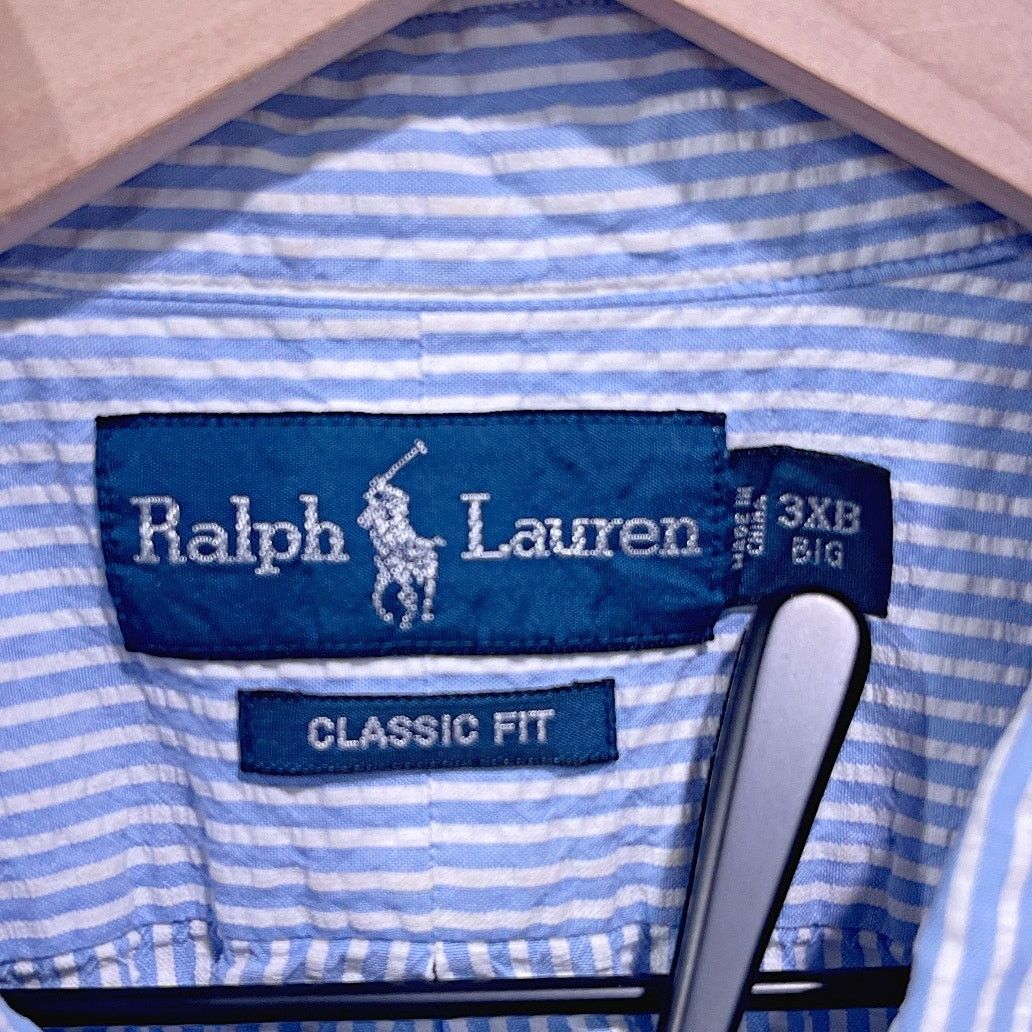 Ralph Lauren RALPH LAUREN Short Sleeve Seersucker Shirt Blue Mens 3XB Size US XXL / EU 58 / 5 - 6 Thumbnail