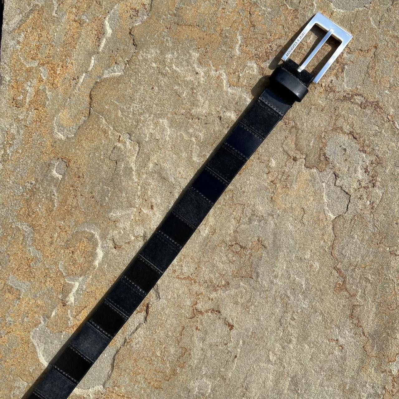 Vintage Neo-Vintage Y2K Black Leather + Suede Belt Size ONE SIZE - 4 Thumbnail