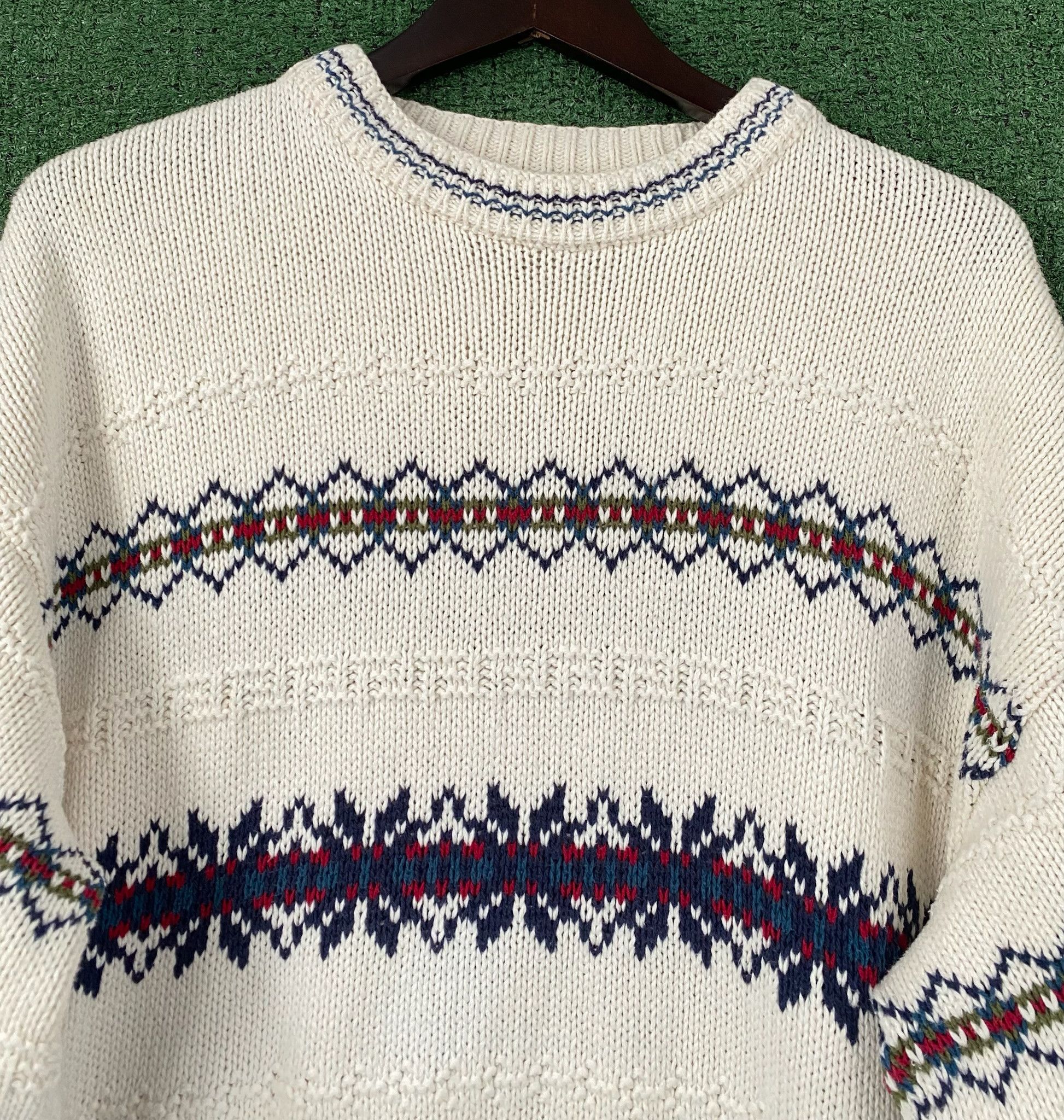 Vintage 90’s Isle Of Cotton Fair Isle Cotton Sweater Men’s Large Size US L / EU 52-54 / 3 - 2 Thumbnail