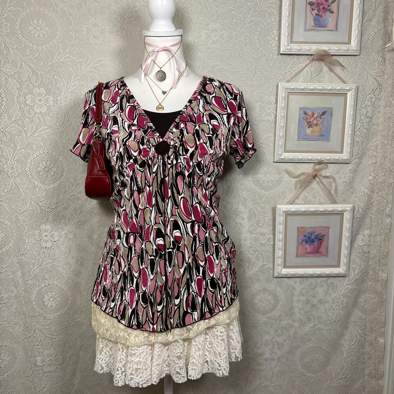 Other y2k office siren polka dot blouse with ring detail Size M / US 6-8 / IT 42-44 - 1 Thumbnail