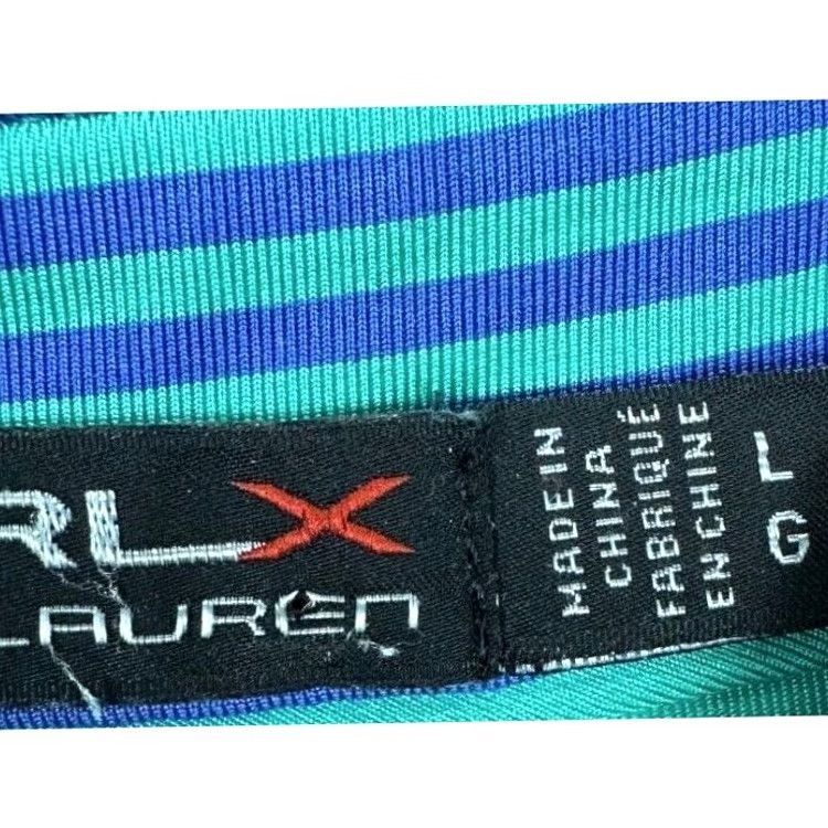 RLX Ralph Lauren RLX Ralph Lauren Golf Polo Shirt Mens Large Wicking Blue Green Stripe Logo Rugby Nylon? Size US L / EU 52-54 / 3 - 5 Thumbnail