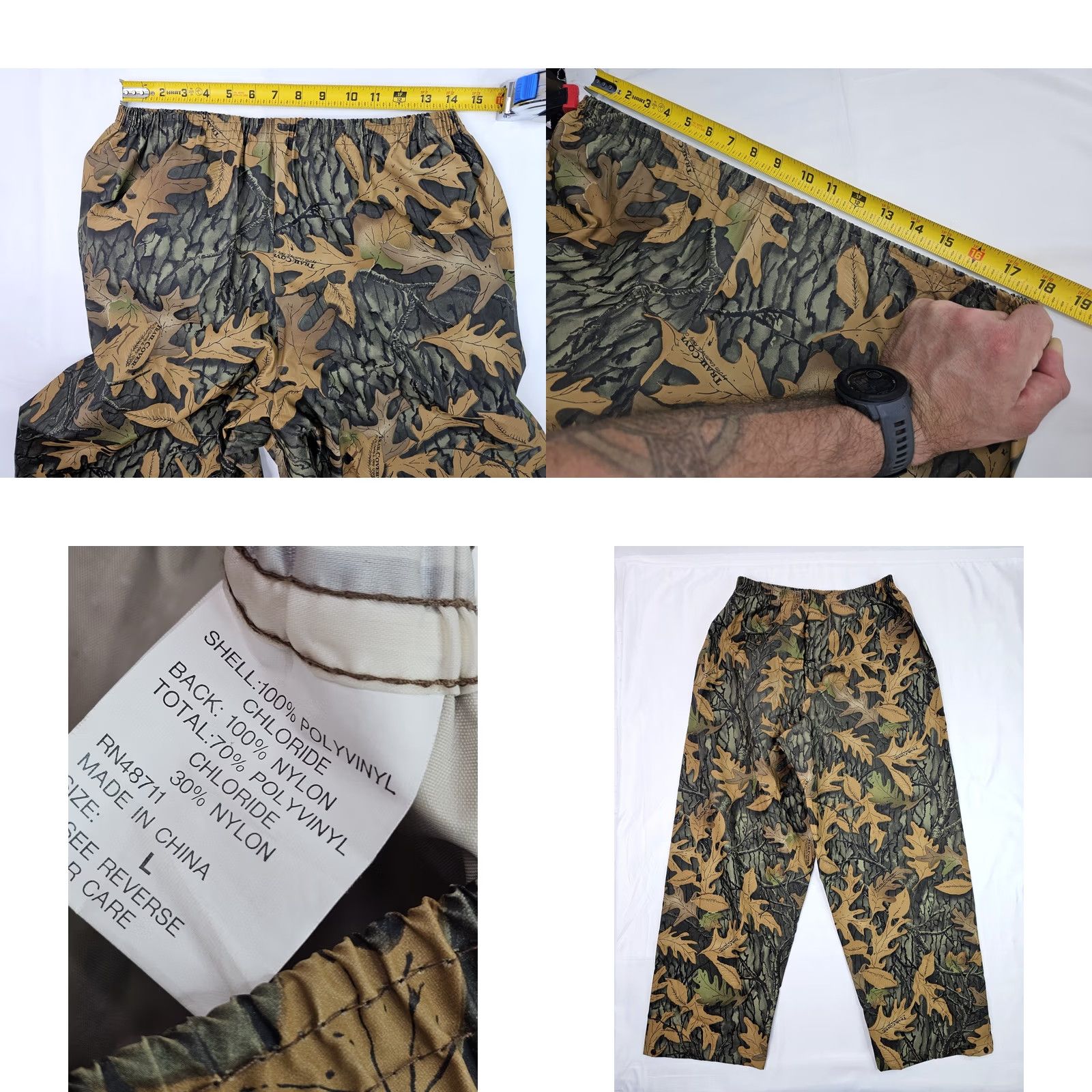 Vintage VINTAGE Trail Cover Camouflage Waterproof Rain Pant Men L Inseam 30" Brown Cotton Polyester 90s Outdoor Camping Hunting Mens Size US 33 - 8 Thumbnail