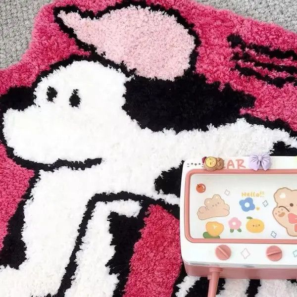 VIBE Design Cartoon Funny Dog Plush Carpet Rug Doormat Size ONE SIZE - 4 Thumbnail