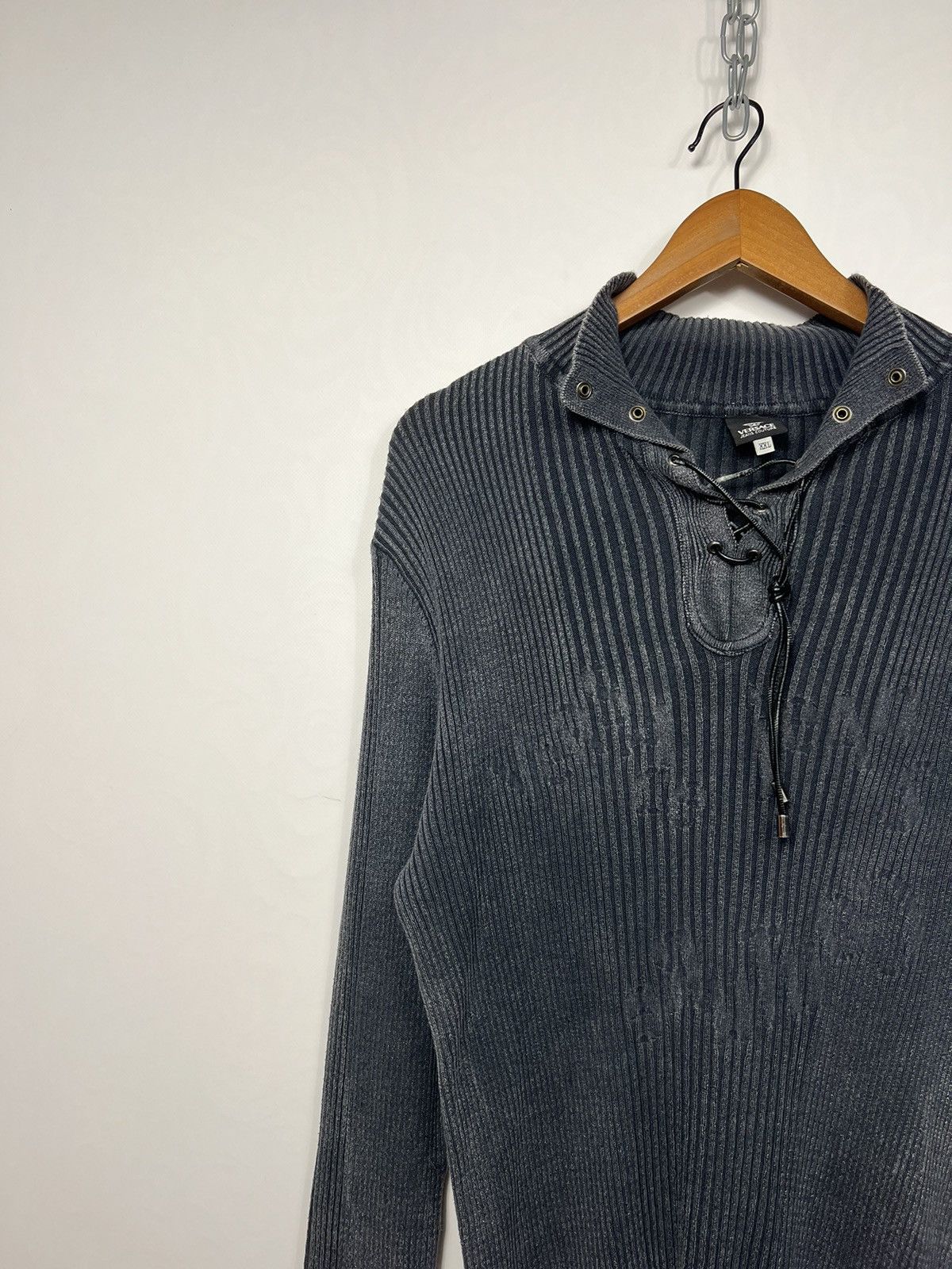 Versace Jeans Couture Rare Versace Ribbed Y2K Avant Garde Sweater With Logo Size US XL / EU 56 / 4 - 2 Thumbnail