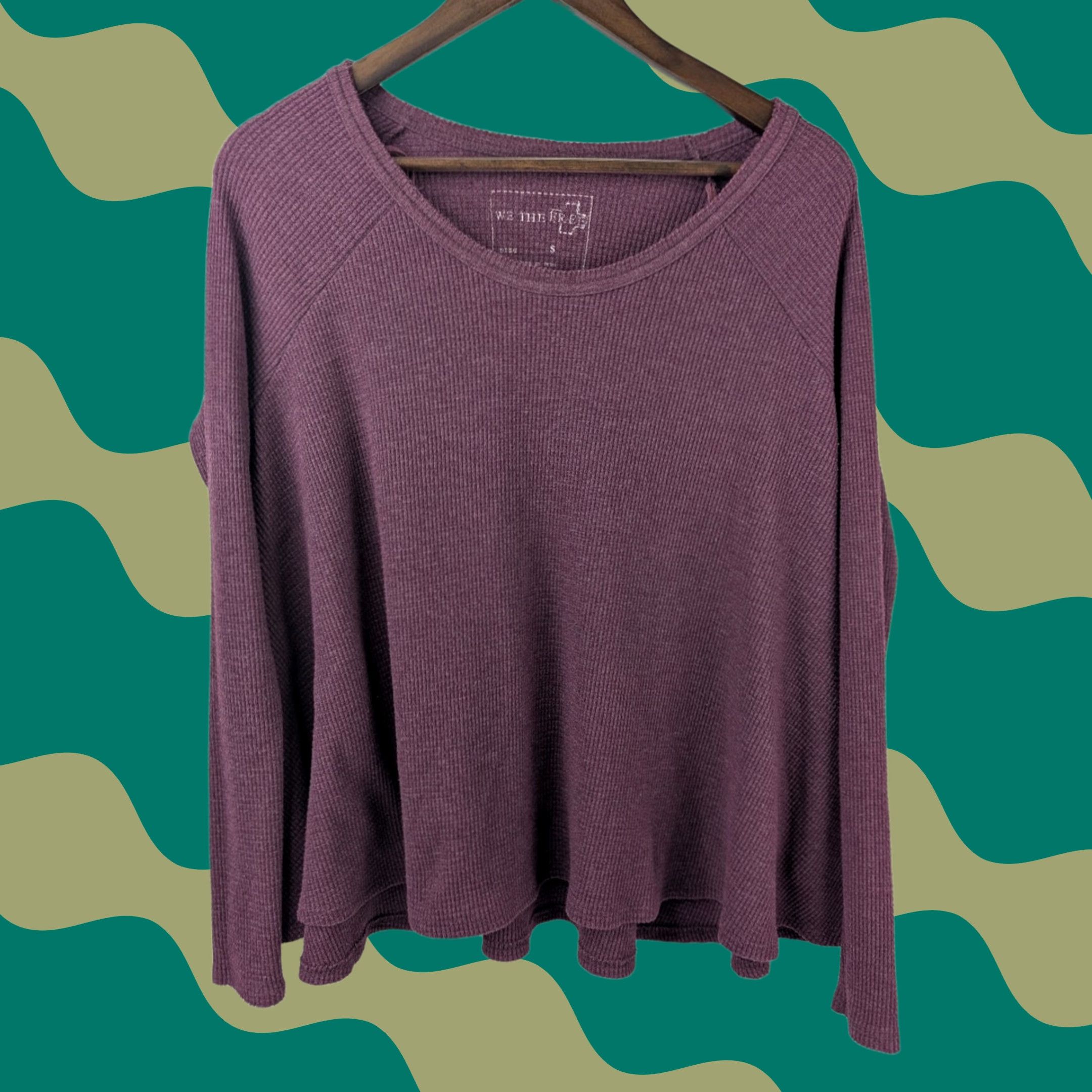 Vintage We The Free We The Free Burgundy Purple Waffle Knit Thermal Swing Top Sz S Boho Shirt Adult S Burgundy Purple Knit Waffle Swing Top Bohemian Womens Size S / US 4 / IT 40 - 1 Thumbnail