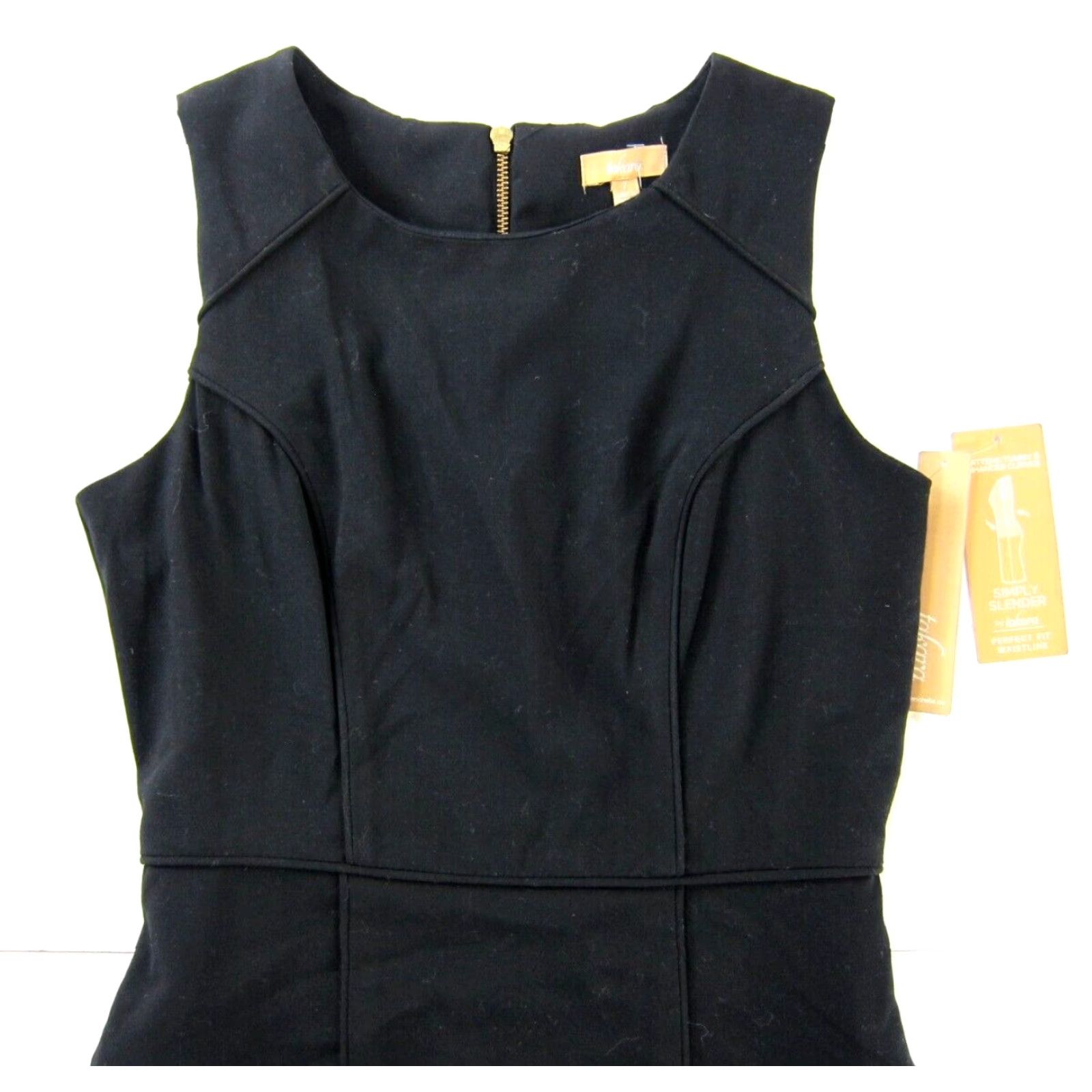 Vintage NWT Takara Simply Slender Perfect Fit Waistline Black Sleeveless Tank Dress 7 Size M / US 6-8 / IT 42-44 - 4 Thumbnail