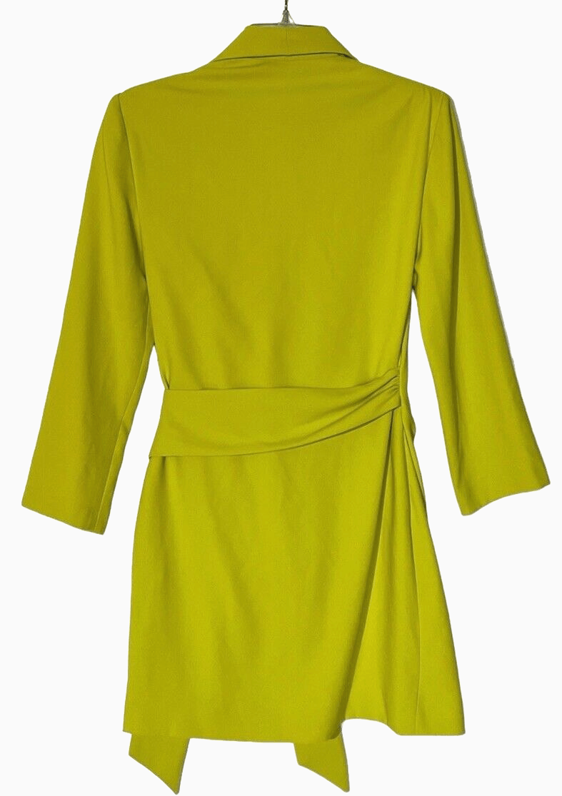 Zara Zara Pareo Lime Green Long Sleeve Wrap Mini Dress Size XS / US 0-2 / IT 36-38 - 6 Thumbnail