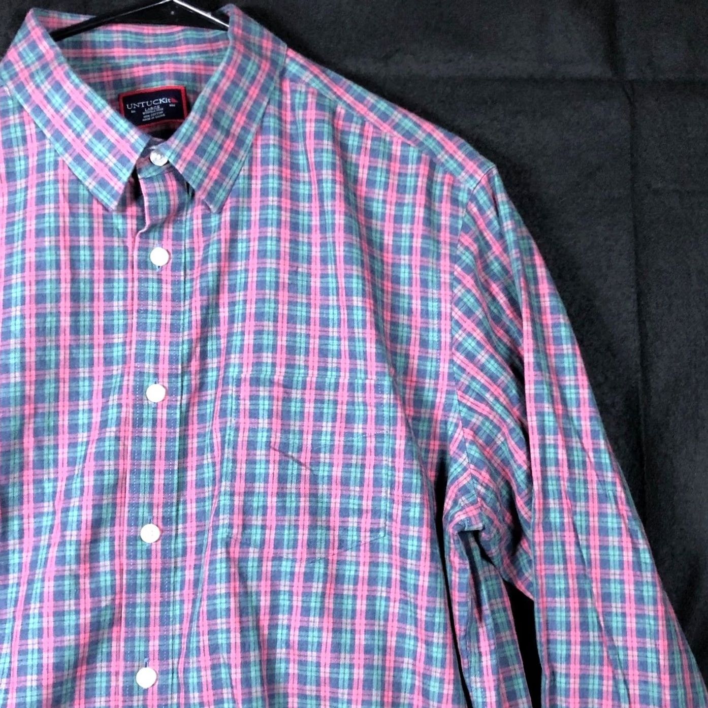 UNTUCKit UNTUCKit Mens Shirt Plaid Collared Button-Down Wrinkle Free 100% Cotton Large Multicolored Blue-White-Black Casual Workwear Mens Size US L / EU 52-54 / 3 - 5 Thumbnail