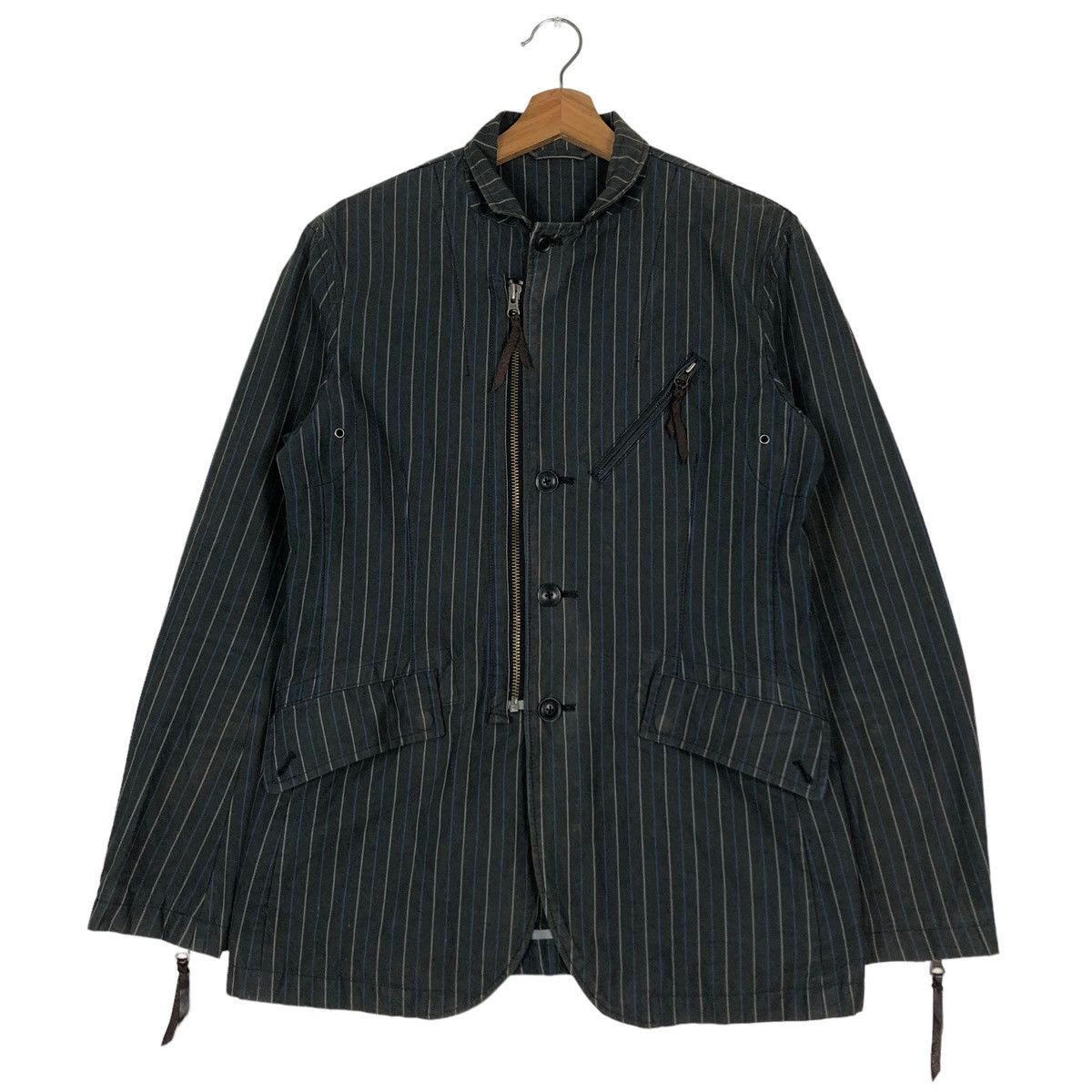 Japanese Brand Biker Jacket Multi Pocket Cargo Striped Custom Culture Japan Size US S / EU 44-46 / 1 - 1 Thumbnail