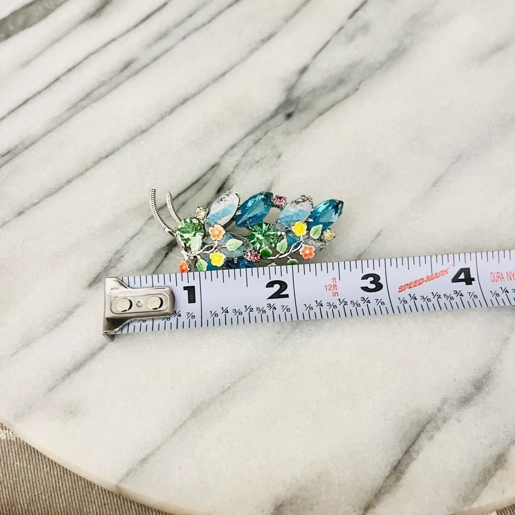 Vintage Vintage Blue Crystal Brooch Prong Set Navettes Green Size ONE SIZE - 6 Thumbnail