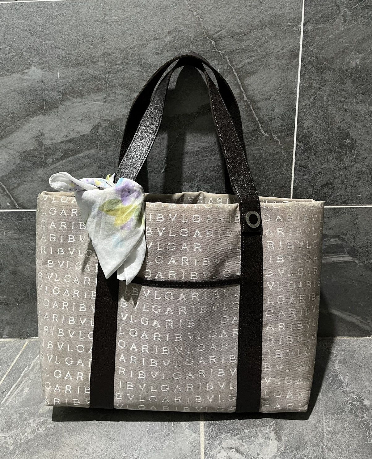 Bvlgari Vintage Bvlgari Logomania Canvas Leather Tote Bag Size ONE SIZE - 1 Thumbnail