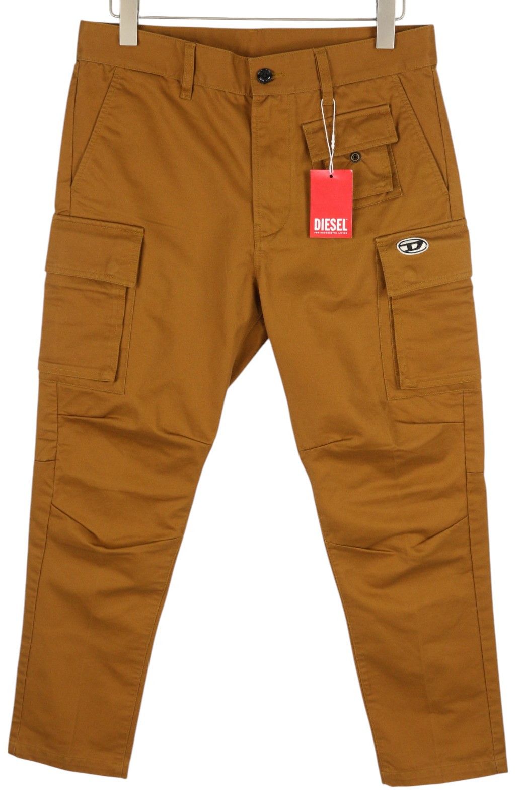 Diesel P-COR-CL W31 Brown Tapered Zip Fly Logo Cargo 85384 Size US 31 - 1 Thumbnail