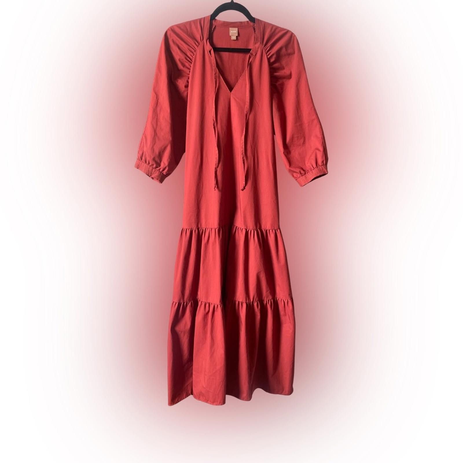 Hugo Boss Boss Depera Tiered Midi Dress in Brick, Size 6 Size M / US 6-8 / IT 42-44 - 4 Thumbnail