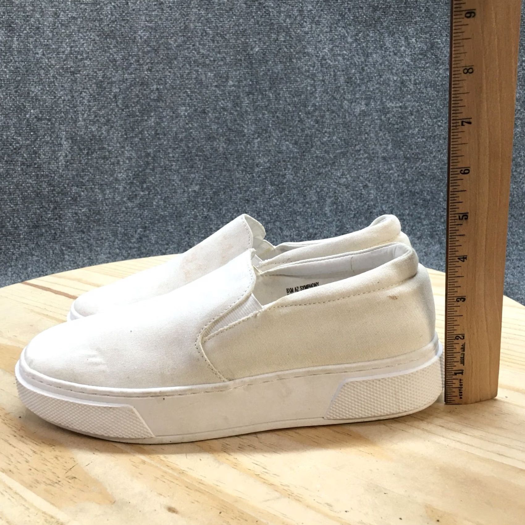 Vintage Arizona Jean Co Shoes Womens 8.5 M Symphony Slip On Sneakers White Canvas Casual Size 30" / US 8 / IT 44 - 7 Thumbnail