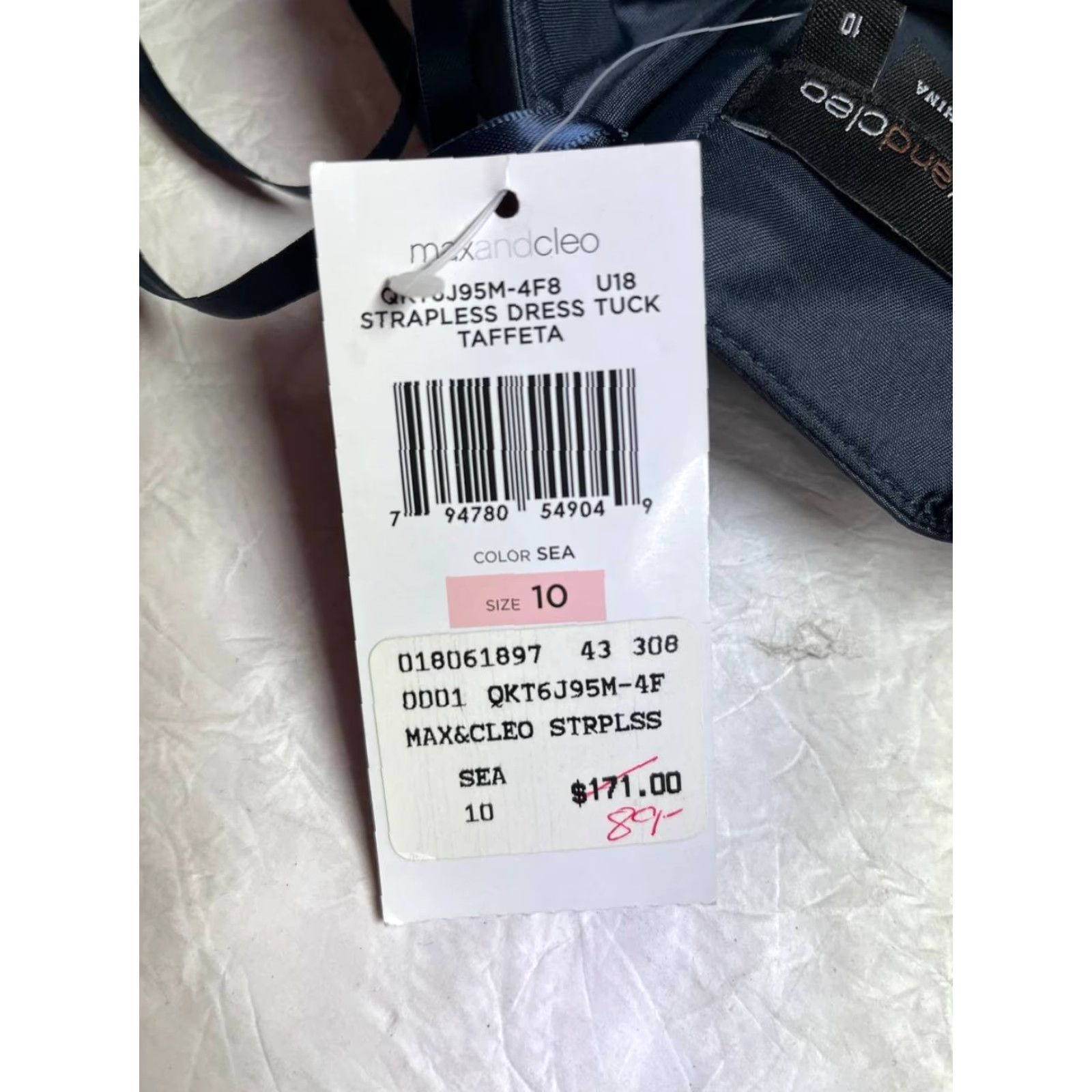 Vintage VINTAGE MaxandCleo Collection Strapless Dress Puff Skirt Satin Navy Blue Size 10 Short Formal Nightwear Womens Size 32" / US 10 / IT 46 - 6 Thumbnail