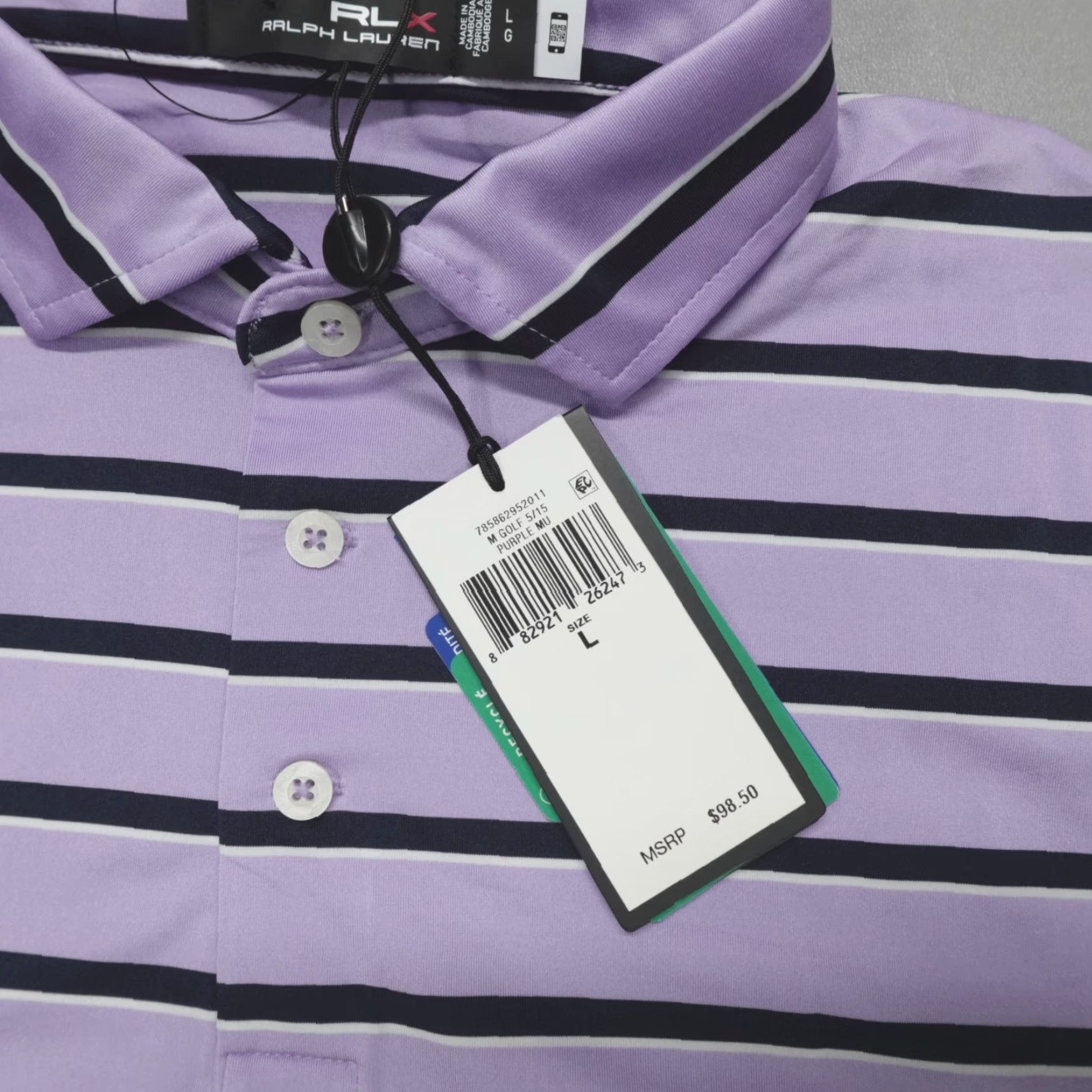 RLX Ralph Lauren RLX Ralph Lauren Performance Golf Striped Polo Shirt Men L Purple MOISTURE WICKING Lightweight Breathable Sleeve Short Collared Shirt Polo Size US L / EU 52-54 / 3 - 3 Thumbnail