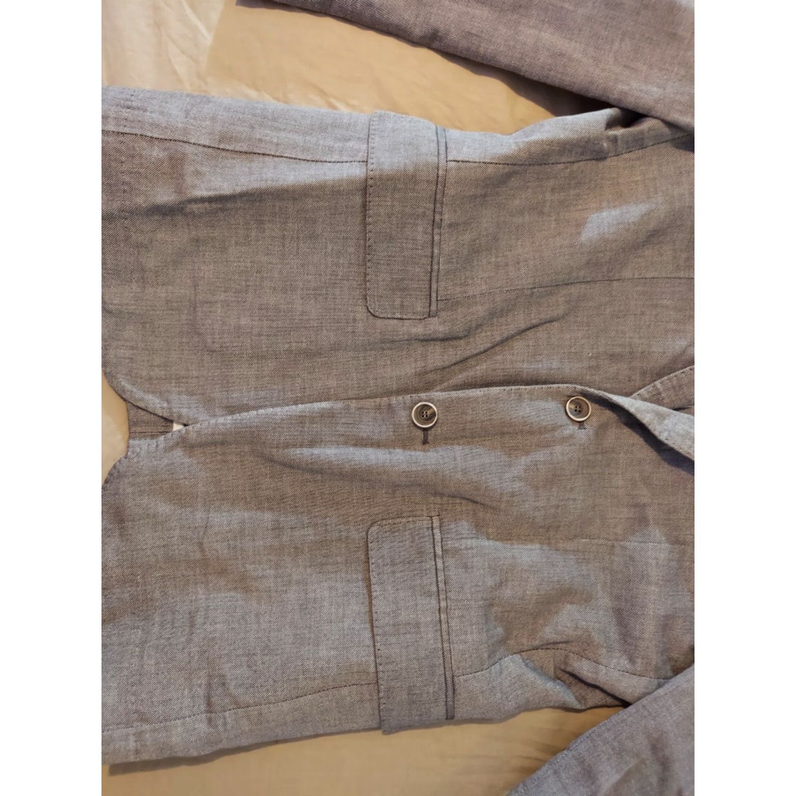 Zara VINTAGE Mens Zara Blazer Jacket 40R Gray Cotton Blazer 2 Piece Mens Size 40R - 3 Thumbnail