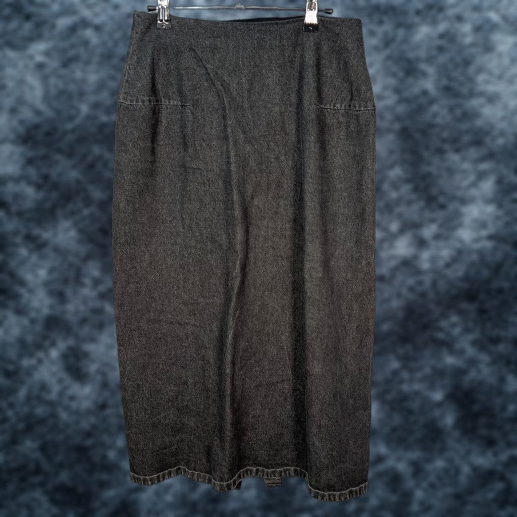 Yohji Yamamoto VINTAGE Yohji Yamamoto Womens Size 4 Dark Gray Denim Maxi Skirt Back Slit Size 27" / US 4 / IT 40 - 1 Thumbnail