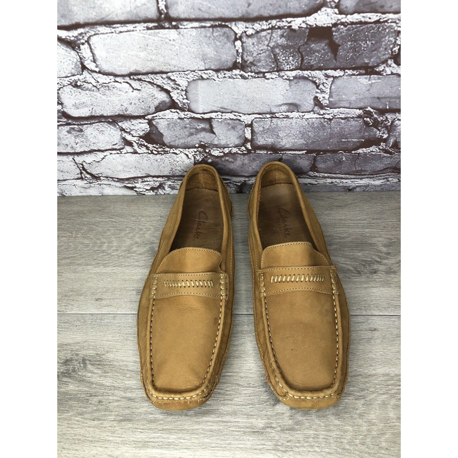 Clarks Clarks England Tan Nubuck Leather Slip On Driving Loafers Sh Size US 11 / EU 44 - 11 Thumbnail