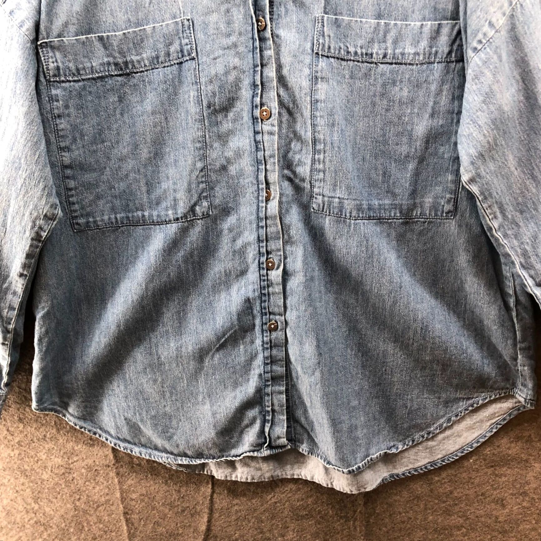 Splendid Splendid X Cella Jane Linen Blend Chambray Shirt Womens S Long Sleeve Oversized Shirt Size S / US 4 / IT 40 - 4 Thumbnail