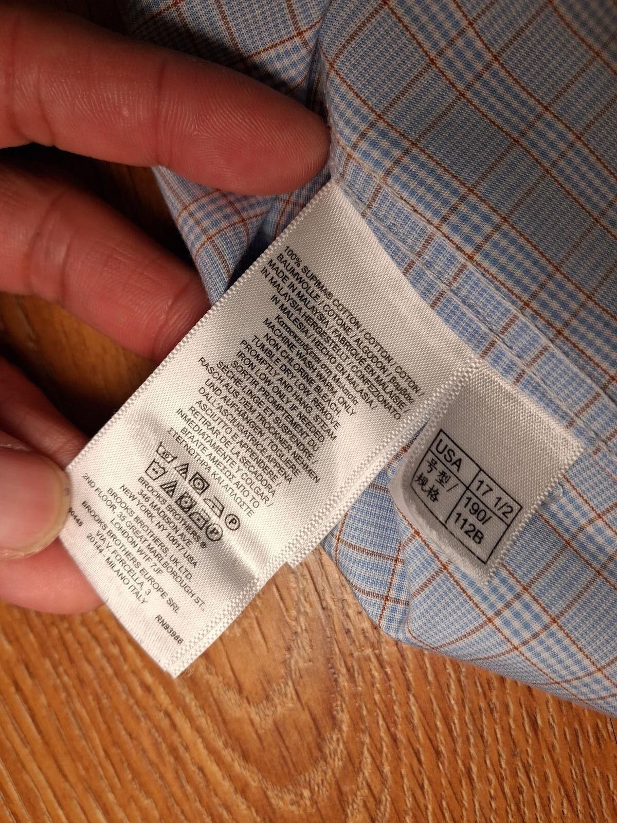 Brooks Brothers Brooks Brothers Dress Shirt 17.5-34 XL Blue Plaid Supima Size US XL / EU 56 / 4 - 3 Thumbnail