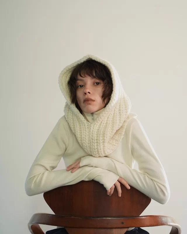 KIJIMA TAKAYUKI KIJIMA TAKAYUKI x CLANE Wool Knit Balaclava Ivory Size ONE SIZE - 7 Thumbnail
