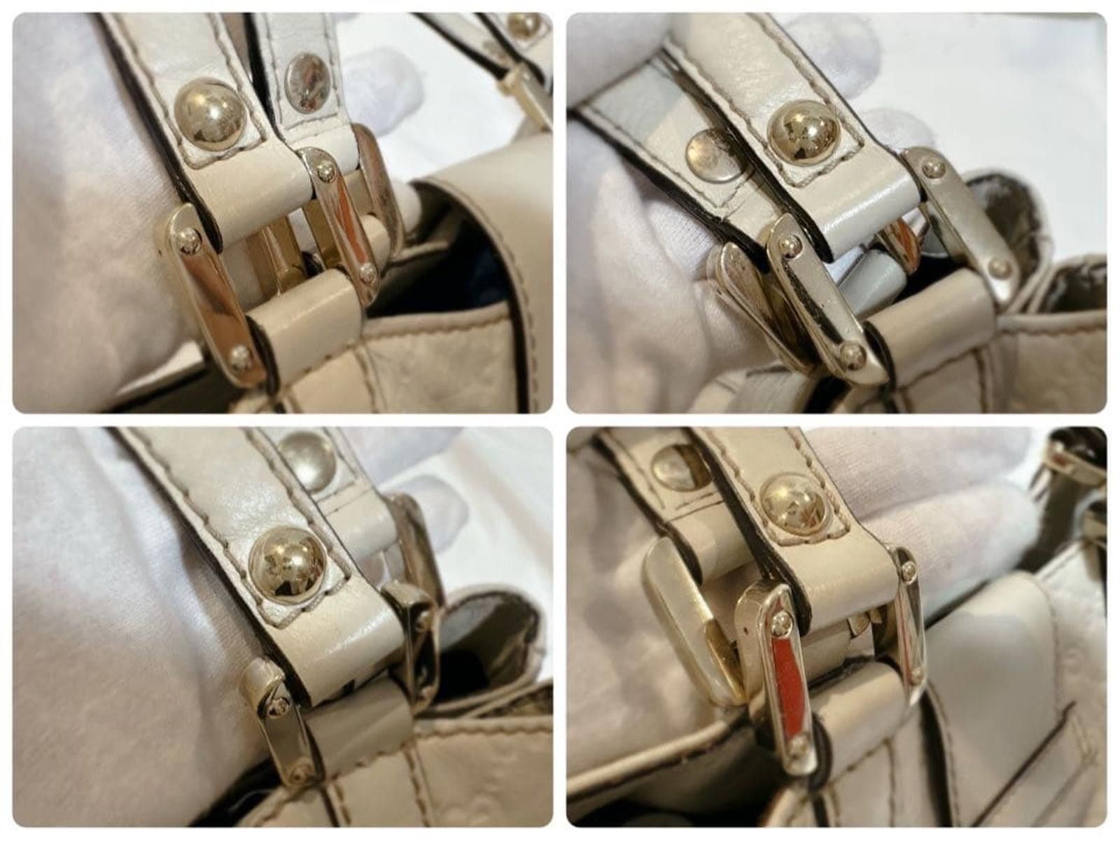 Gucci Gucci - Cream Leather Tote Bag with Signature GG Pattern Size ONE SIZE - 6 Thumbnail