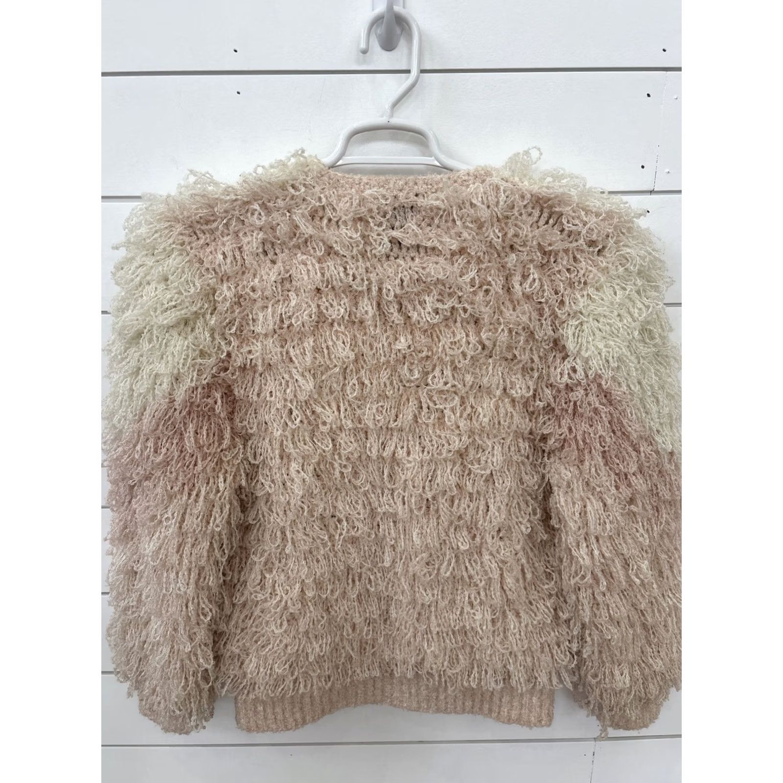 Vintage VINTAGE Excitment Cardigan Sweater Jacket Womens Large Pink Chunky-Knit 70s Bohemian Hippie Fringe Balloon Sleeve Oversized Size M / US 6-8 / IT 42-44 - 4 Thumbnail