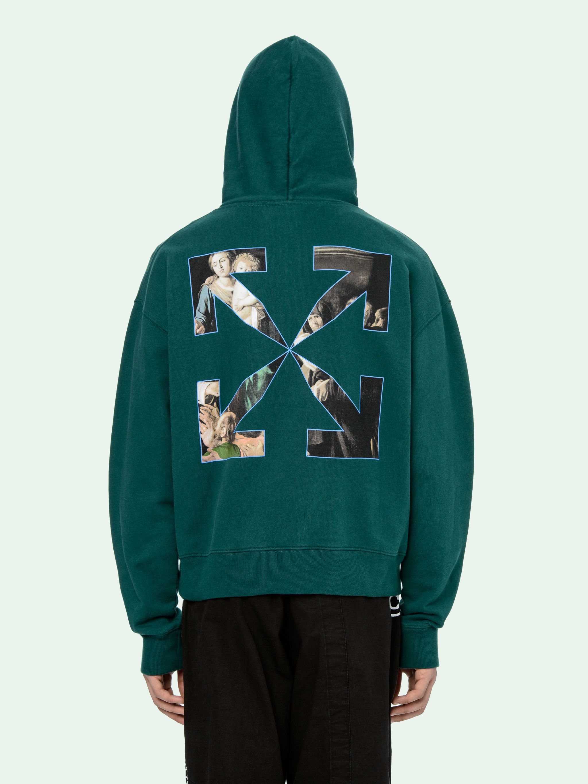 Off-White Green Caravaggio Arrows Oversized Hoodie Size US XXS / EU 40 - 2 Thumbnail