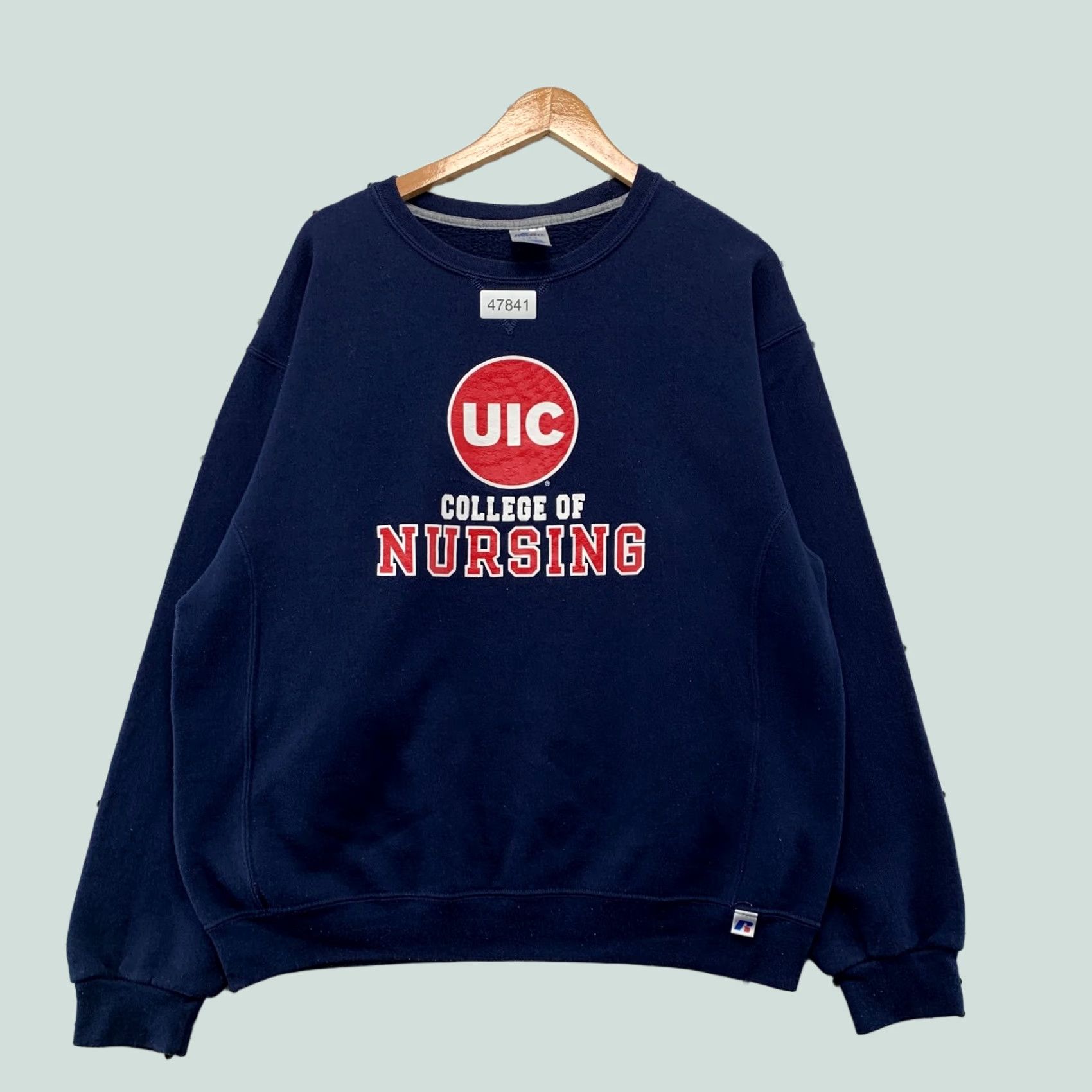 Russell Athletic VINTAGE Russell Athletic UIC College Nursing Sweatshirt Mens L Navy Blue Fleece Crewneck Size US L / EU 52-54 / 3 - 1 Thumbnail