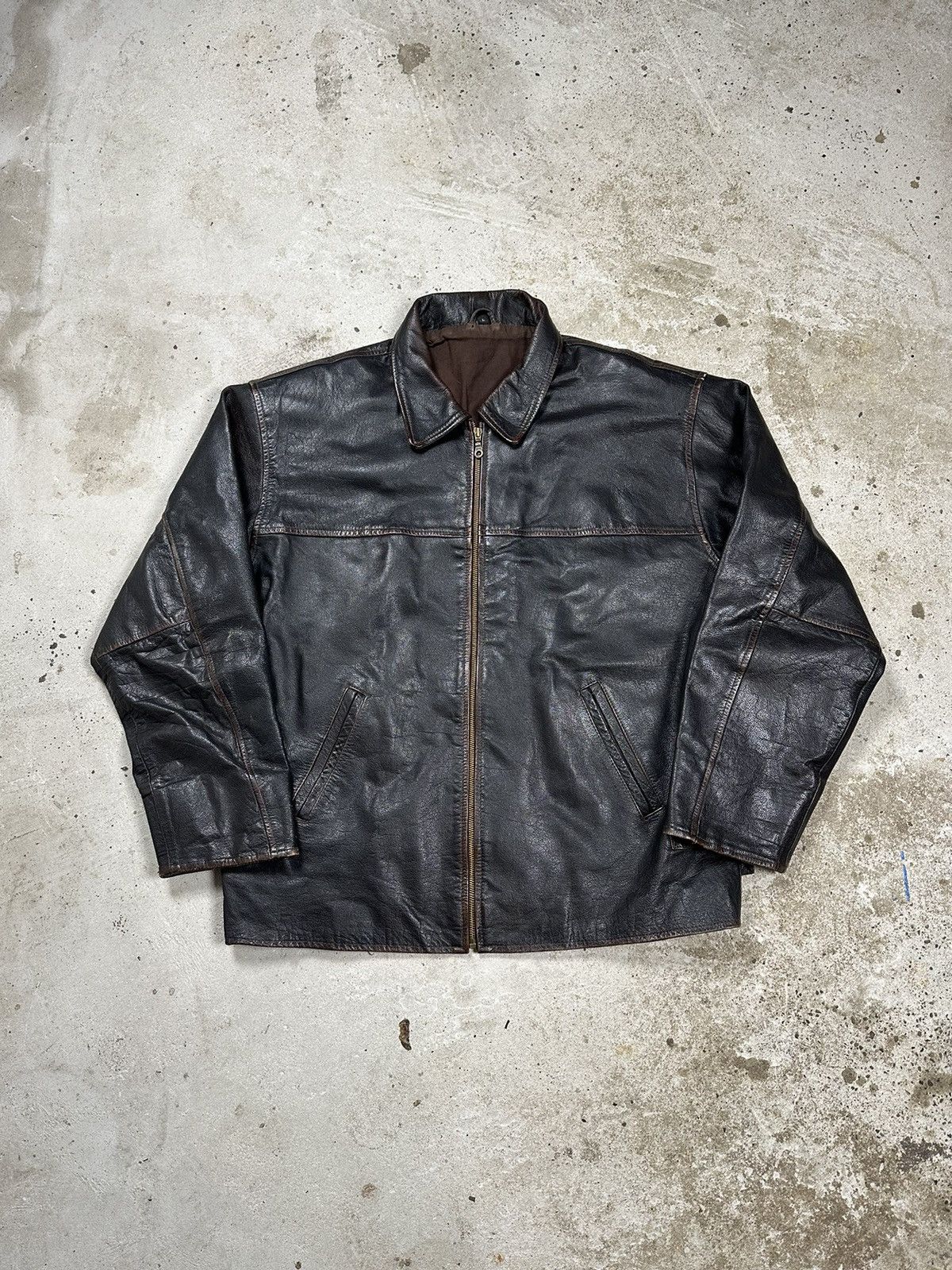 Genuine Leather × Vintage ‼️ Vintage 90s Black Leather Jacket Moto Biker Size US XL / EU 56 / 4 - 1 Thumbnail