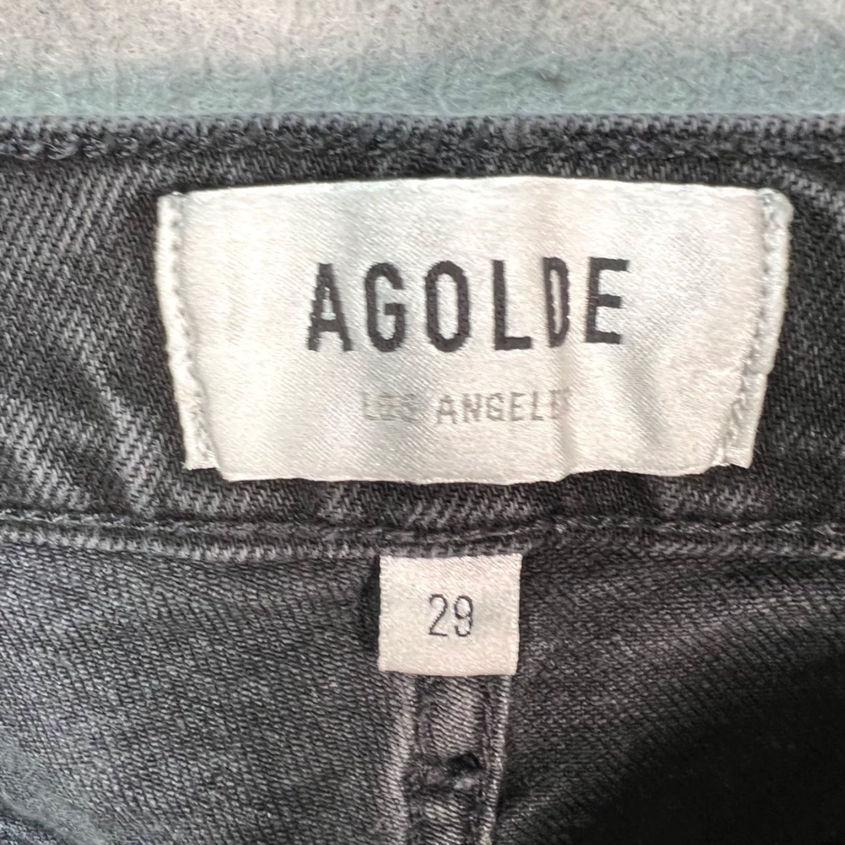 Agolde AGOLDE Womens 29 Riley High-Rise Straight Leg Jeans Washed Black Denim Jeans Regular 5-Pocket Style Straight Womens Size 29" - 3 Thumbnail