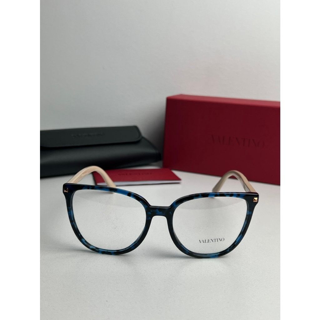 Valentino NEW Valentino VA3059 Eyeglasses Frames in Blue Havana Size ONE SIZE - 4 Thumbnail