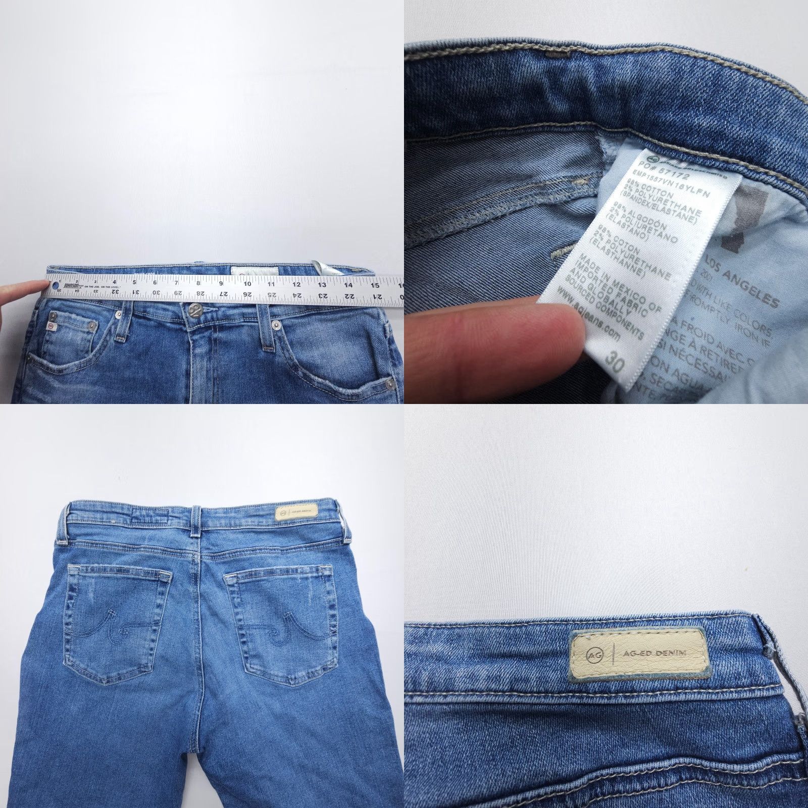 Denime AG Adriano Goldschmied Prima Crop Cigarette Leg Jeans 30 Denim Women Regular Blue 5-Pocket Inseam 26 Vintage No Astr. Size 30" / US 8 / IT 44 - 8 Thumbnail