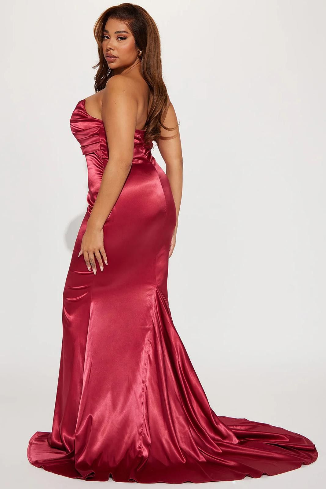 Fashion Nova Naomi Satin Maxi Gown - Wine Size XL / US 12-14 / IT 48-50 - 3 Thumbnail
