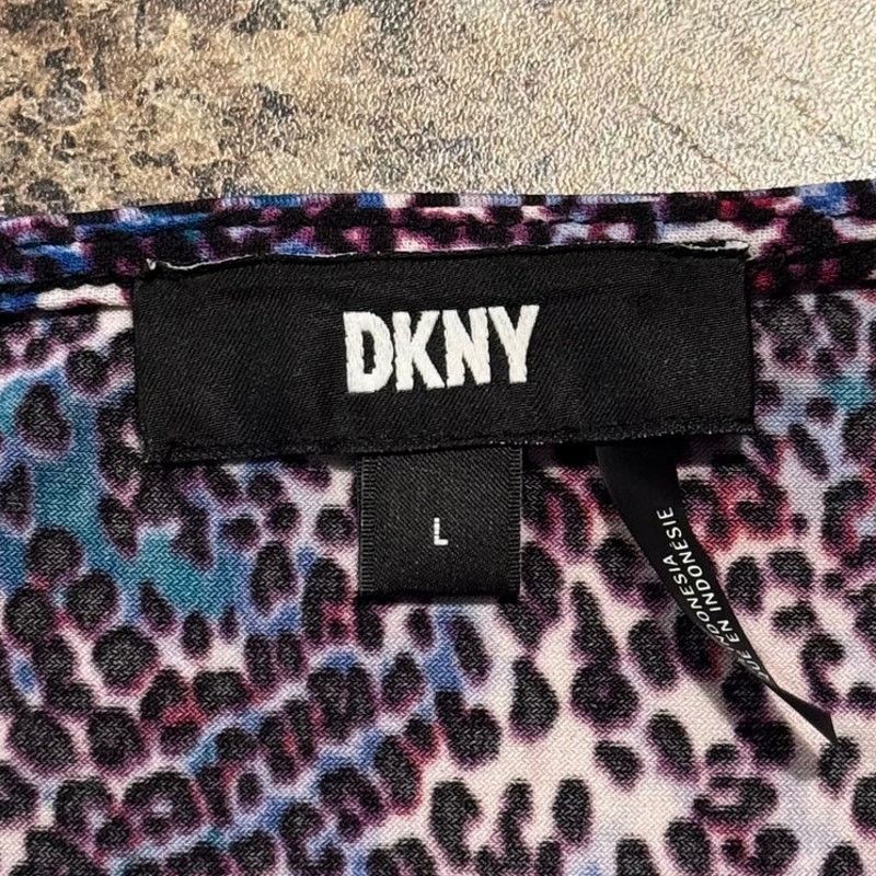 DKNY DKNY Boho Flowy Top Leopard Animal Print Kimono Sleeve L Size L / US 10 / IT 46 - 4 Thumbnail