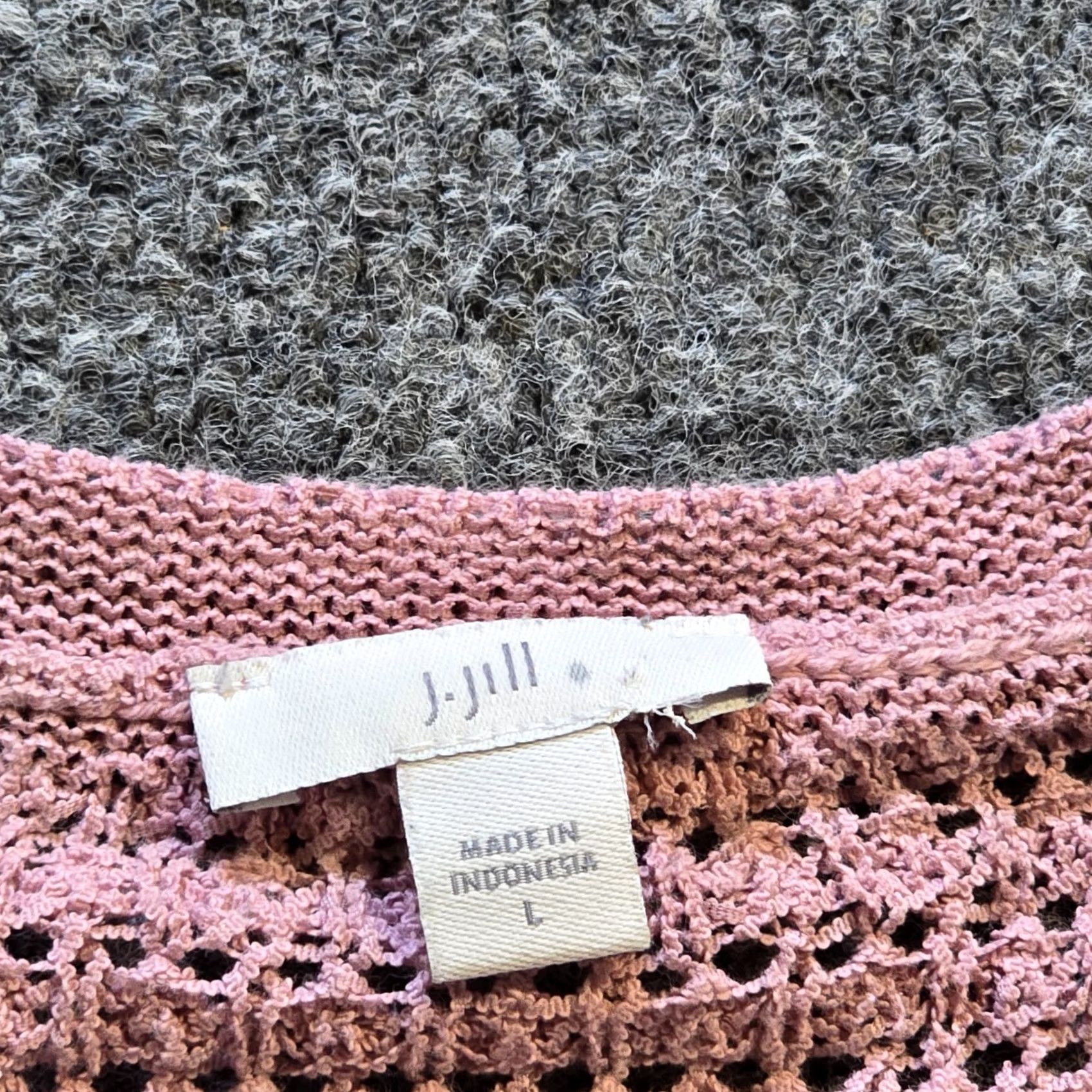J. Jill J Jill Sweater Womens Size Large Pink Open Knit Round Neck Long Sleeve Casual Knit Pullover Womens Size L / US 10 / IT 46 - 4 Thumbnail
