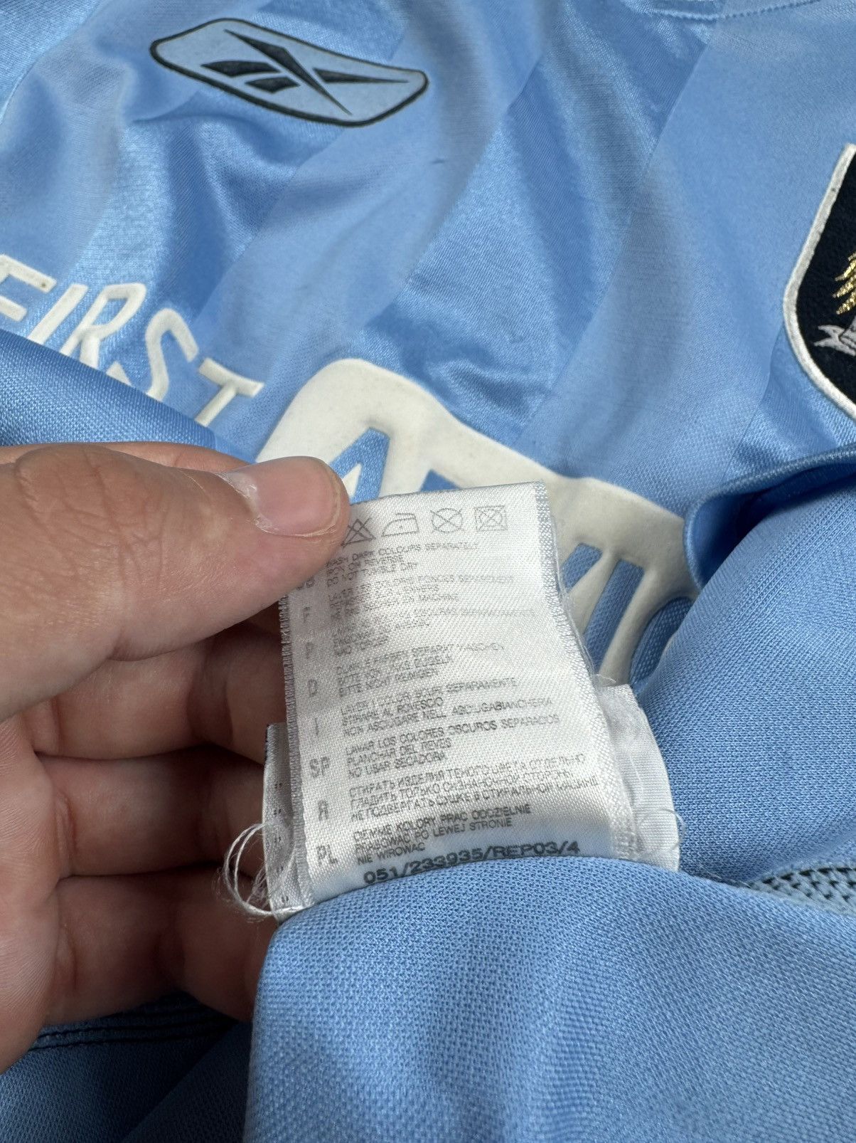 Reebok Manchester City 2003 2004 Reebok Blue Soccer Football Men’s XSmall Shirt Jersey Size US XS / EU 42 / 0 - 12 Thumbnail