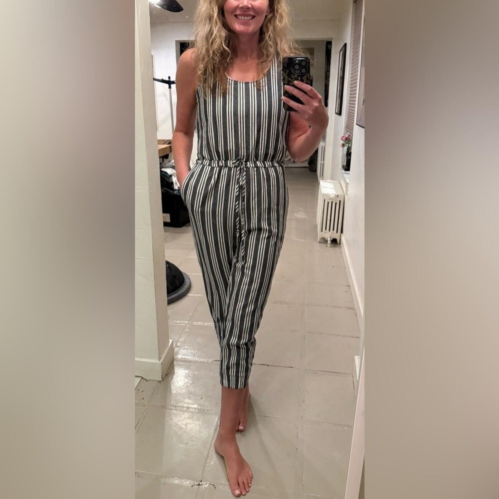 Other Anthropologie Drew Striped Drawstring Waist Jumpsuit NWOT S Size 28" / US 6 / IT 42 - 2 Thumbnail