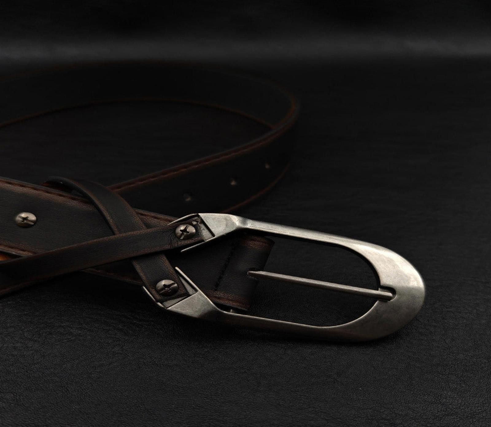 Other Premium Leather Belt with Unique Buckle Size ONE SIZE - 3 Thumbnail