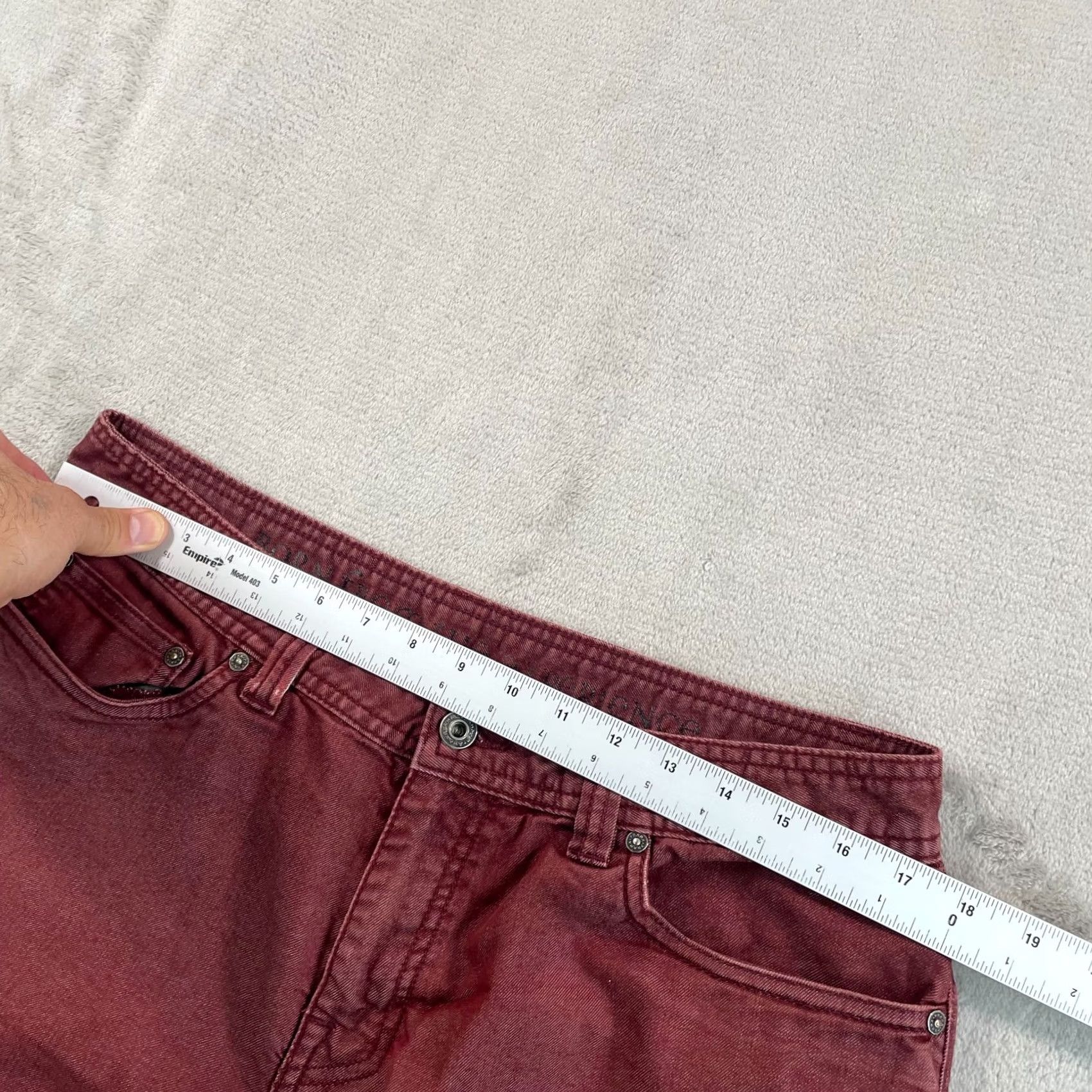 Prana prAna Bridger Jeans Men 34x28 Red Slim Fit Stretch Denim Straight Leg Hike Camp Size US 34 / EU 50 - 5 Thumbnail