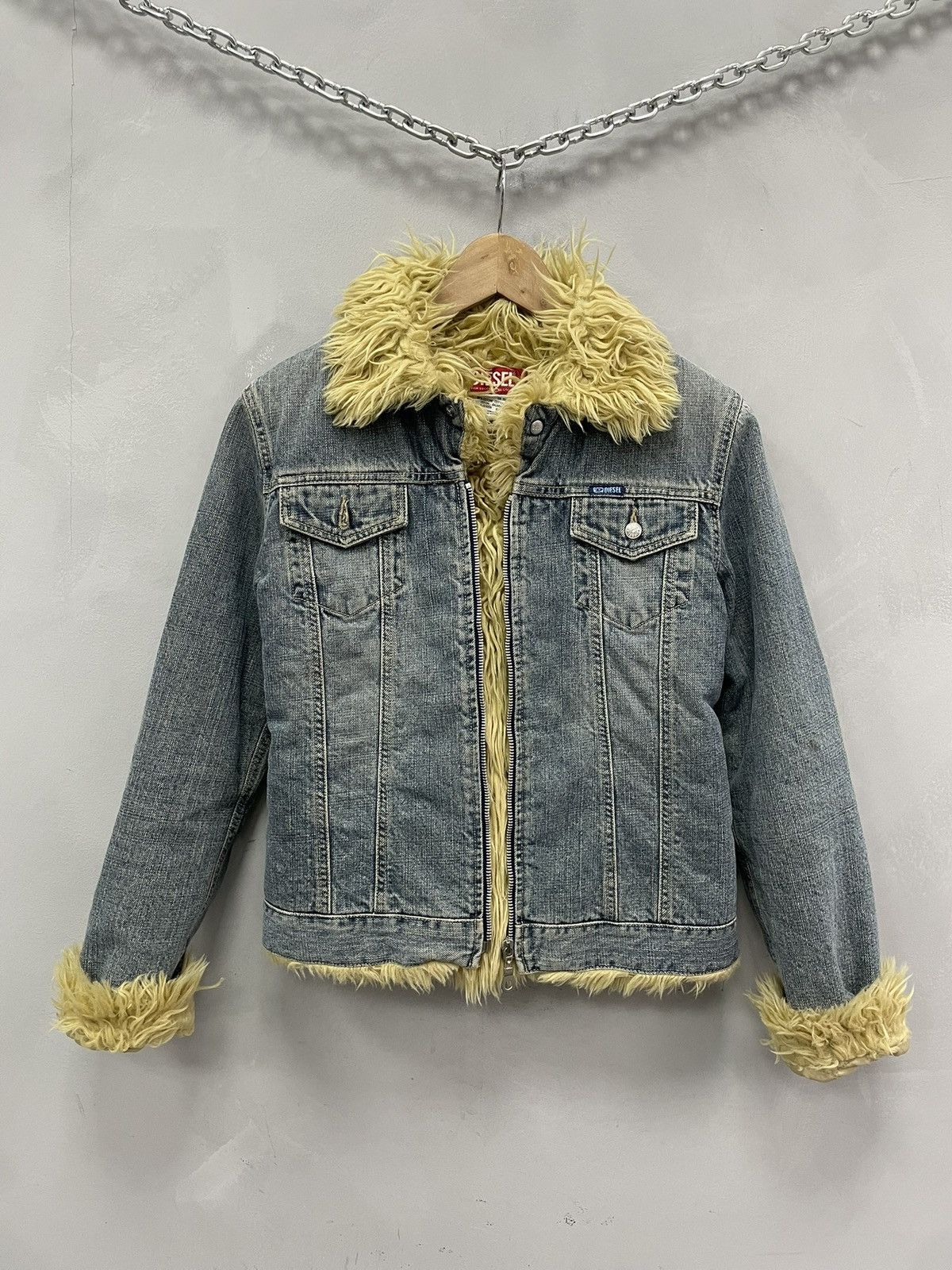 Diesel Diesel Denim distressed fur faux jacket y2k Size S / US 4 / IT 40 - 7 Thumbnail