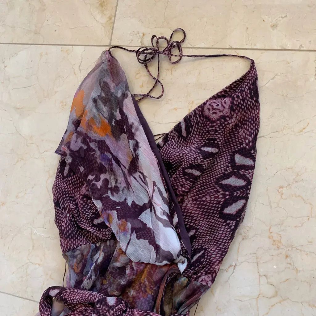 Haute Hippie Haute Hippie 100% Silk Asymmetric Halter Dress Print Size XS Size XS / US 0-2 / IT 36-38 - 4 Thumbnail